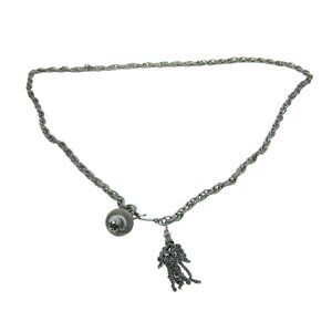 Vintage Belt 1970s  Silver Tone Chain Braided Triple Chain Ball Tassel 40 in Adj